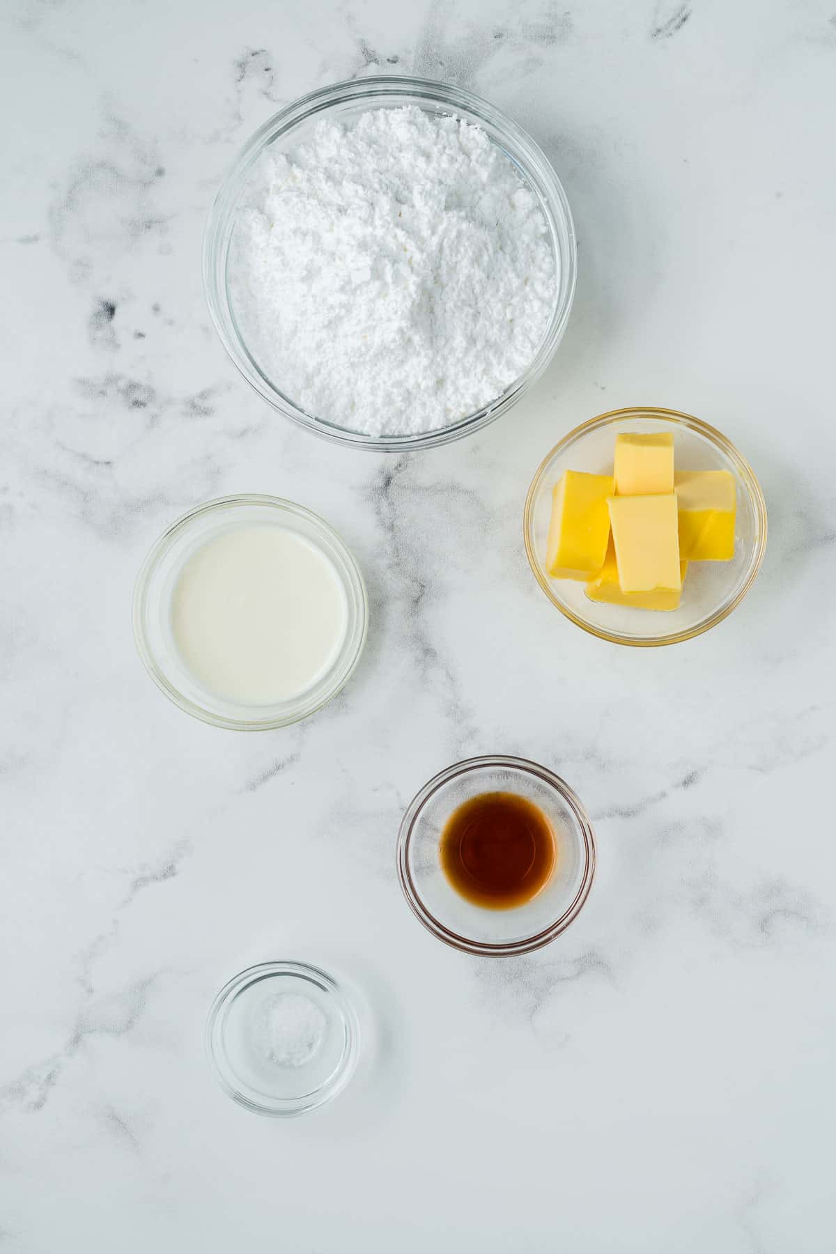 Vanilla American buttercream ingredients.