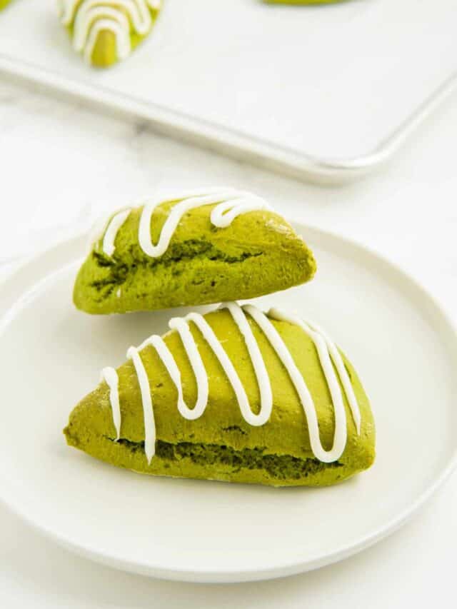 Matcha Scones With White Chocolate Drizzle Story