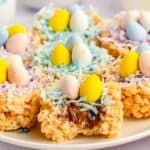 Mini egg rice krispie easter nests filled with nutella.